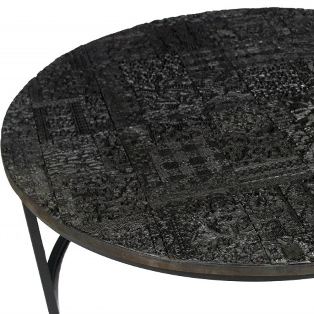 Set of 2 Black Iron Round Frame Nested Coffee Tables image 4