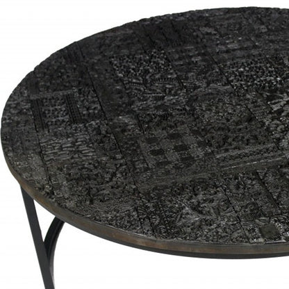 Set of 2 Black Iron Round Frame Nested Coffee Tables image 4