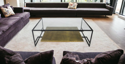 Modern Black & Gold Glass Coffee Table