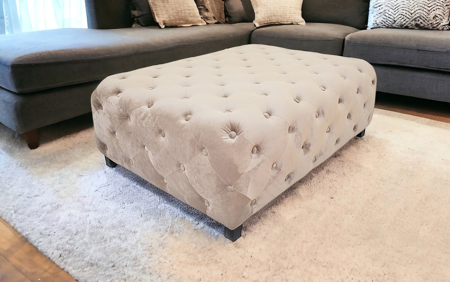 Velvety Beige Modern Square Coffee Table