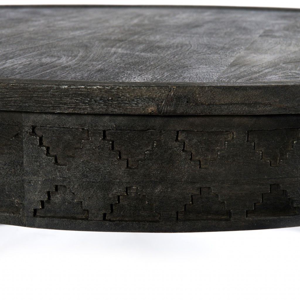 Gray Solid Wood Round Coffee Table image 6