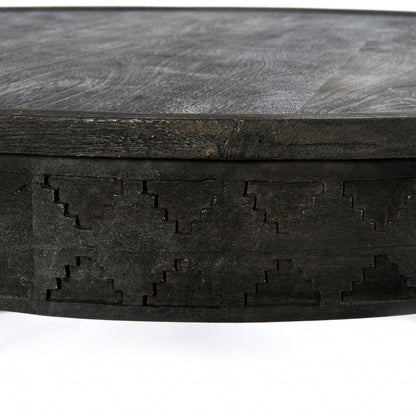 Gray Solid Wood Round Coffee Table image 6