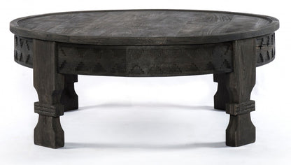 Gray Solid Wood Round Coffee Table image 2