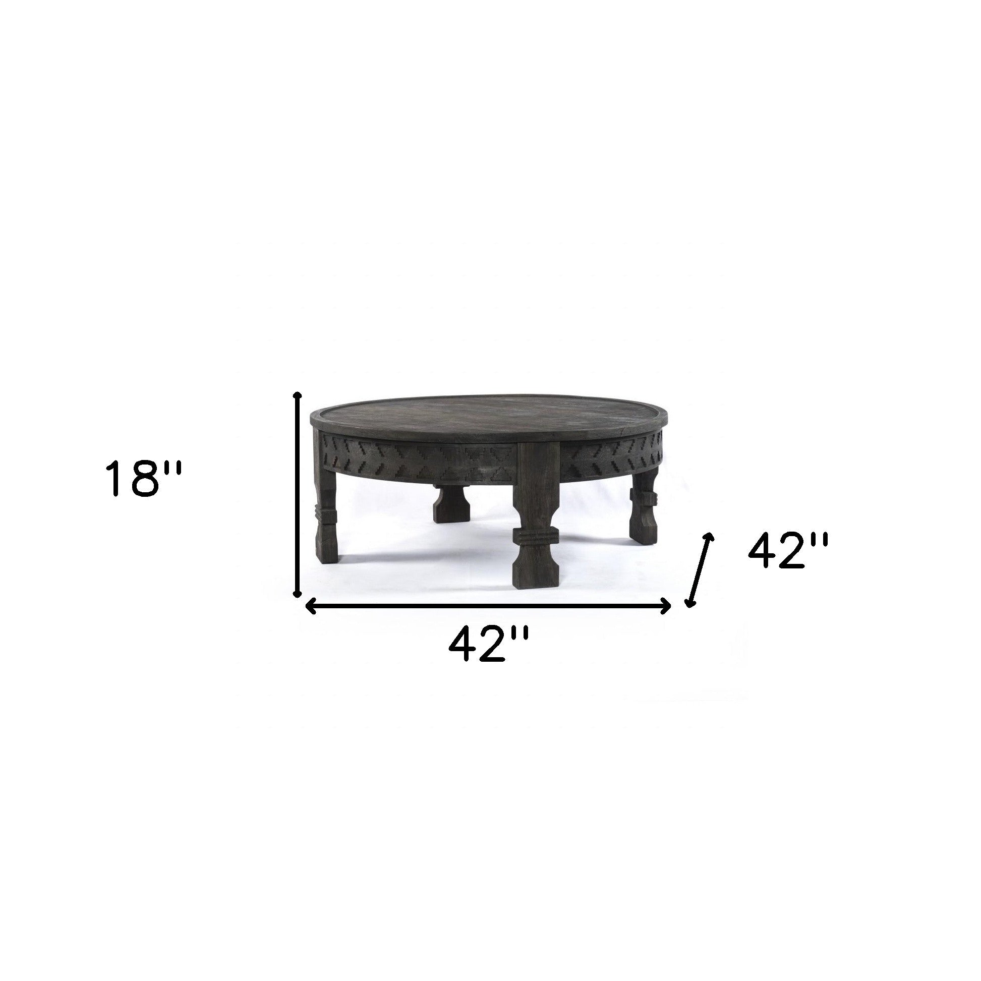 Gray Solid Wood Round Coffee Table image 5