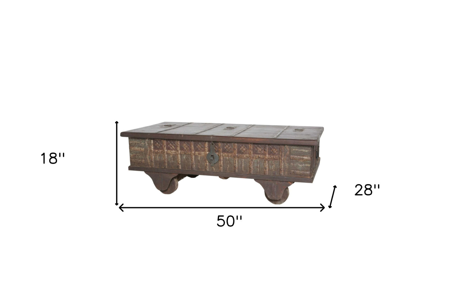 Brown Wheel Antique Coffee Table