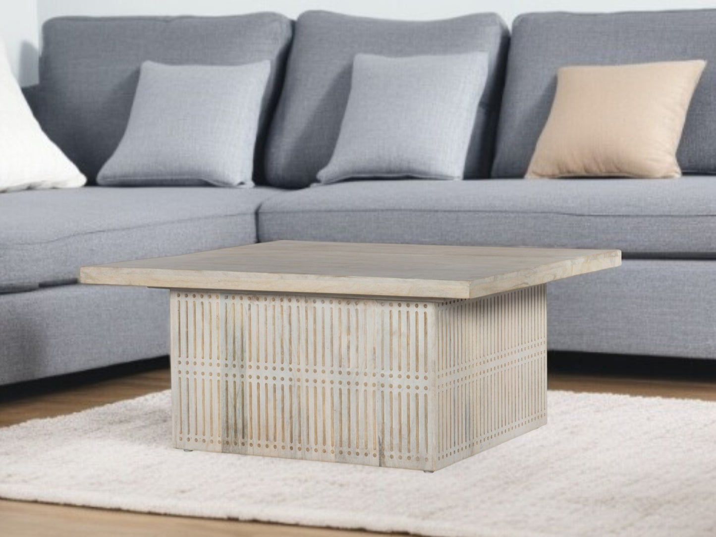 Ivory Solid Wood Lift Top Pedestal Coffee Table image 1