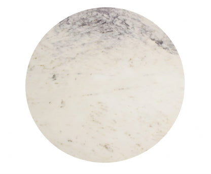 Ivory & Brass Genuine Marble & Metal Round Frame Coffee Table image 3