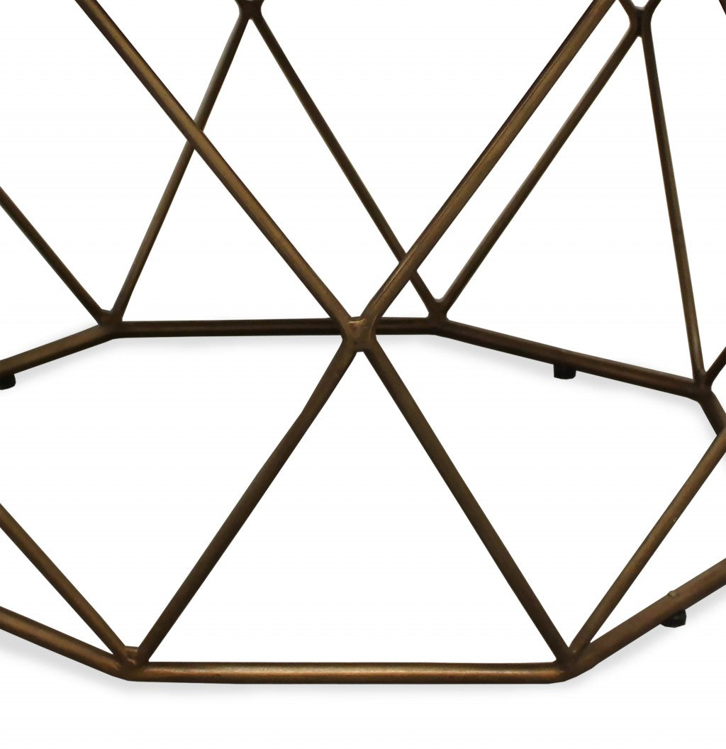 Ivory & Brass Genuine Marble & Metal Round Frame Coffee Table image 4