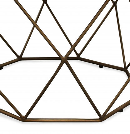 Ivory & Brass Genuine Marble & Metal Round Frame Coffee Table image 4