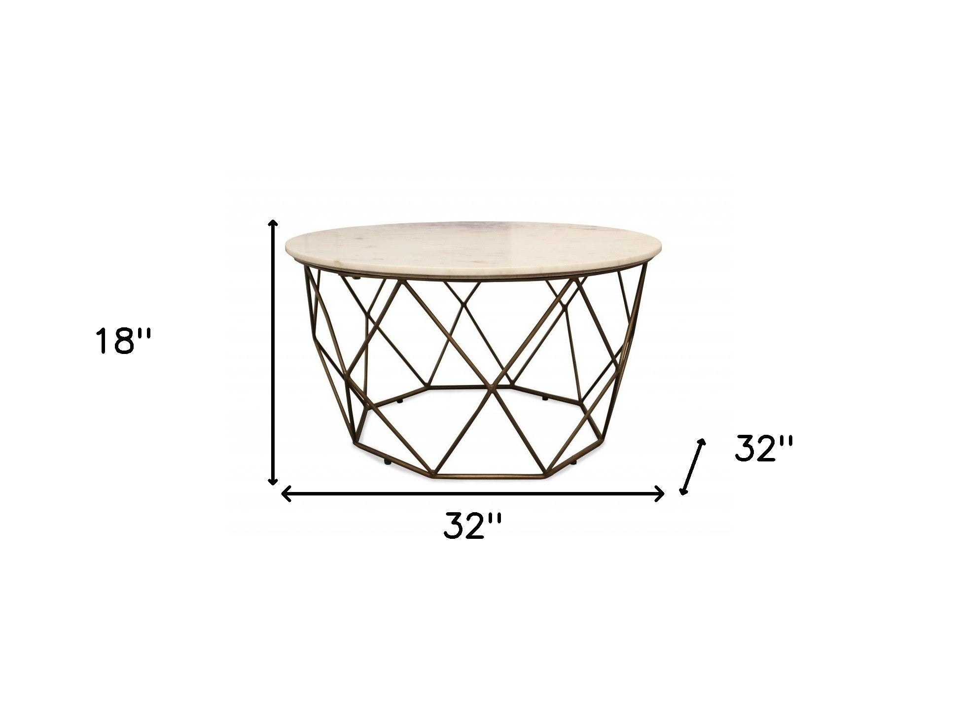 Ivory & Brass Genuine Marble & Metal Round Frame Coffee Table image 5