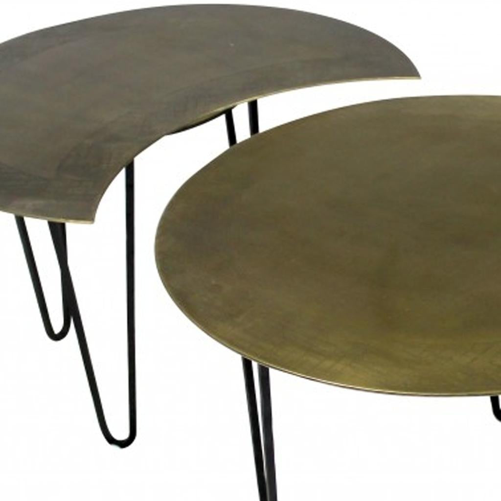Set of Four Brass Aluminum & Metal Free Form Frame Bunching Coffee Tables image 4