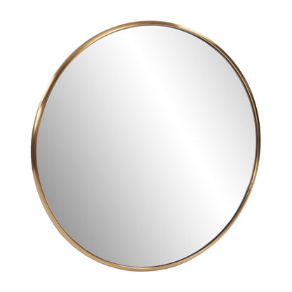 Antiqued Brushed Brass Round Wall Mirror