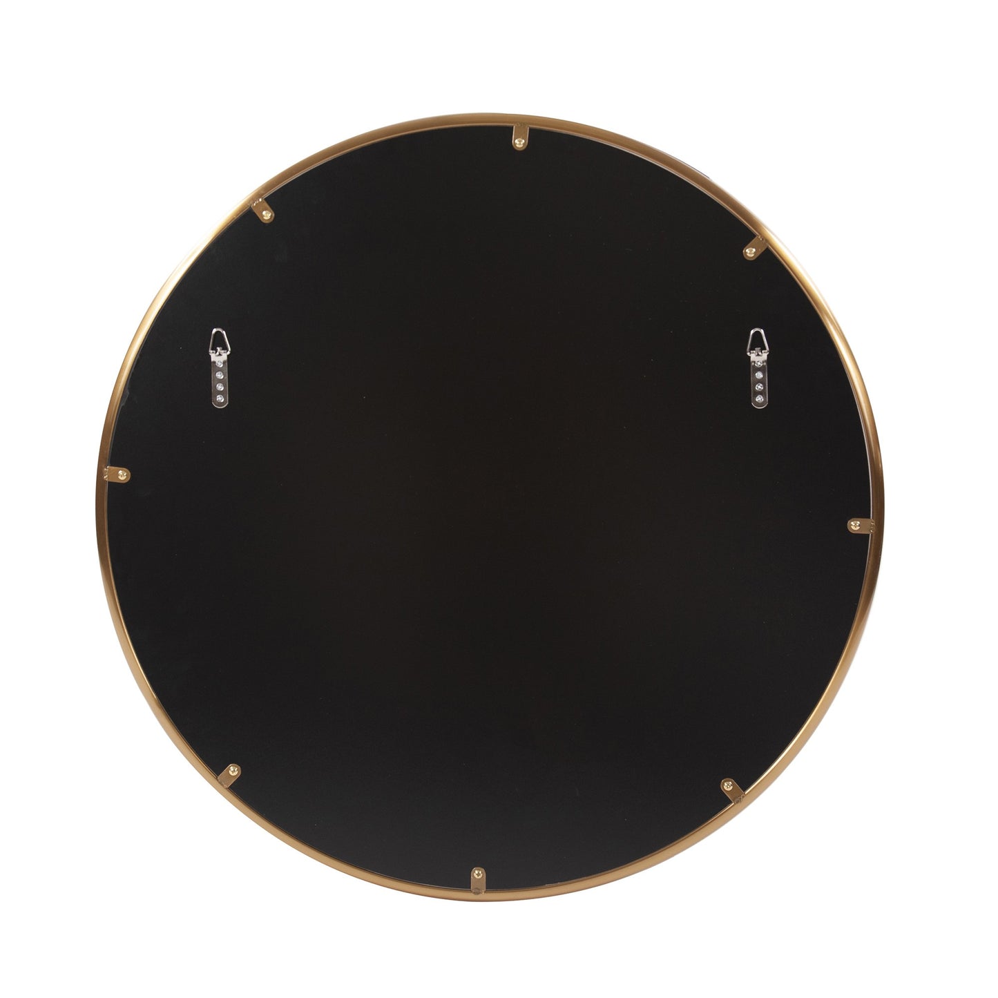 Antiqued Brushed Brass Round Wall Mirror