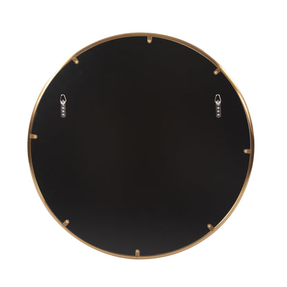 Antiqued Brushed Brass Round Wall Mirror