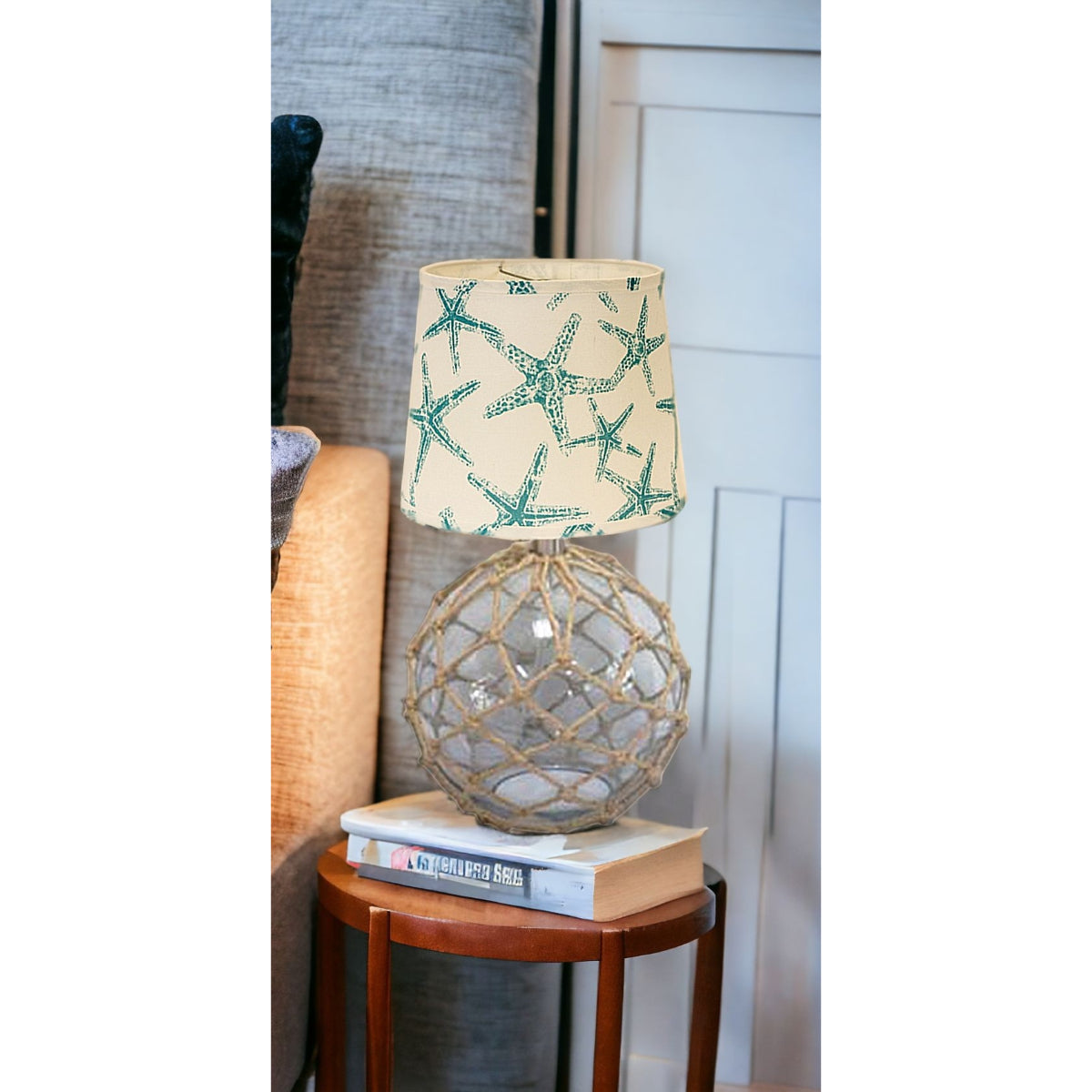 CLEAR Standard Table Lamp w/ Ivory Shade