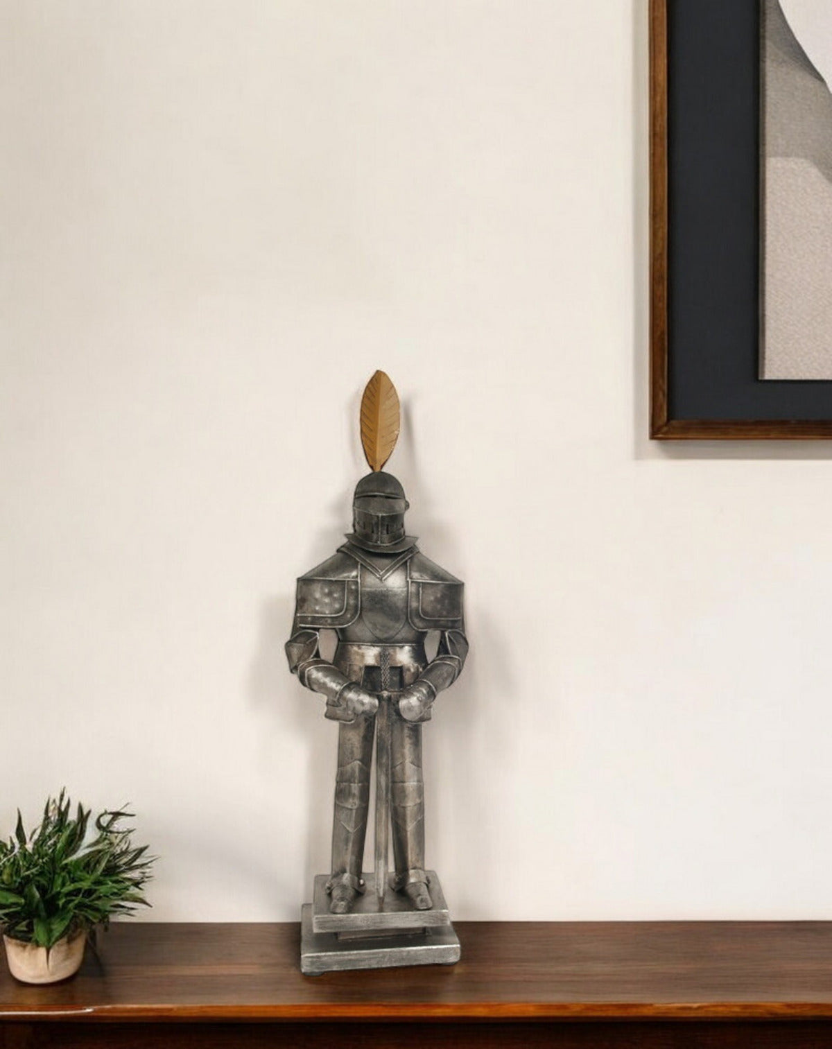 Gray Metal Hand Painted Figurine Tabletop Sculpture