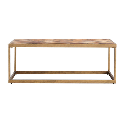 Natural & Natural Brown Solid Wood & Metal Rectangular Coffee Table image 2