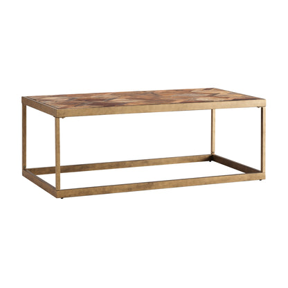 Natural & Natural Brown Solid Wood & Metal Rectangular Coffee Table image 3