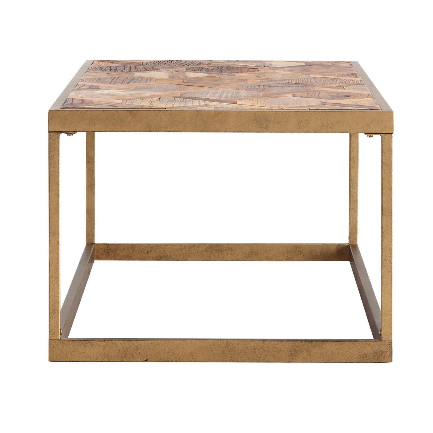 Natural & Natural Brown Solid Wood & Metal Rectangular Coffee Table image 4
