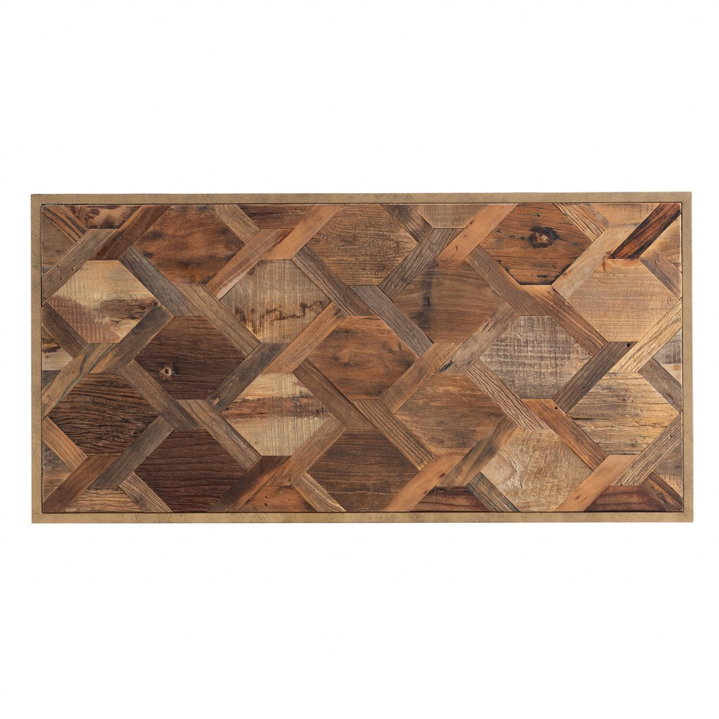 Natural & Natural Brown Solid Wood & Metal Rectangular Coffee Table image 5