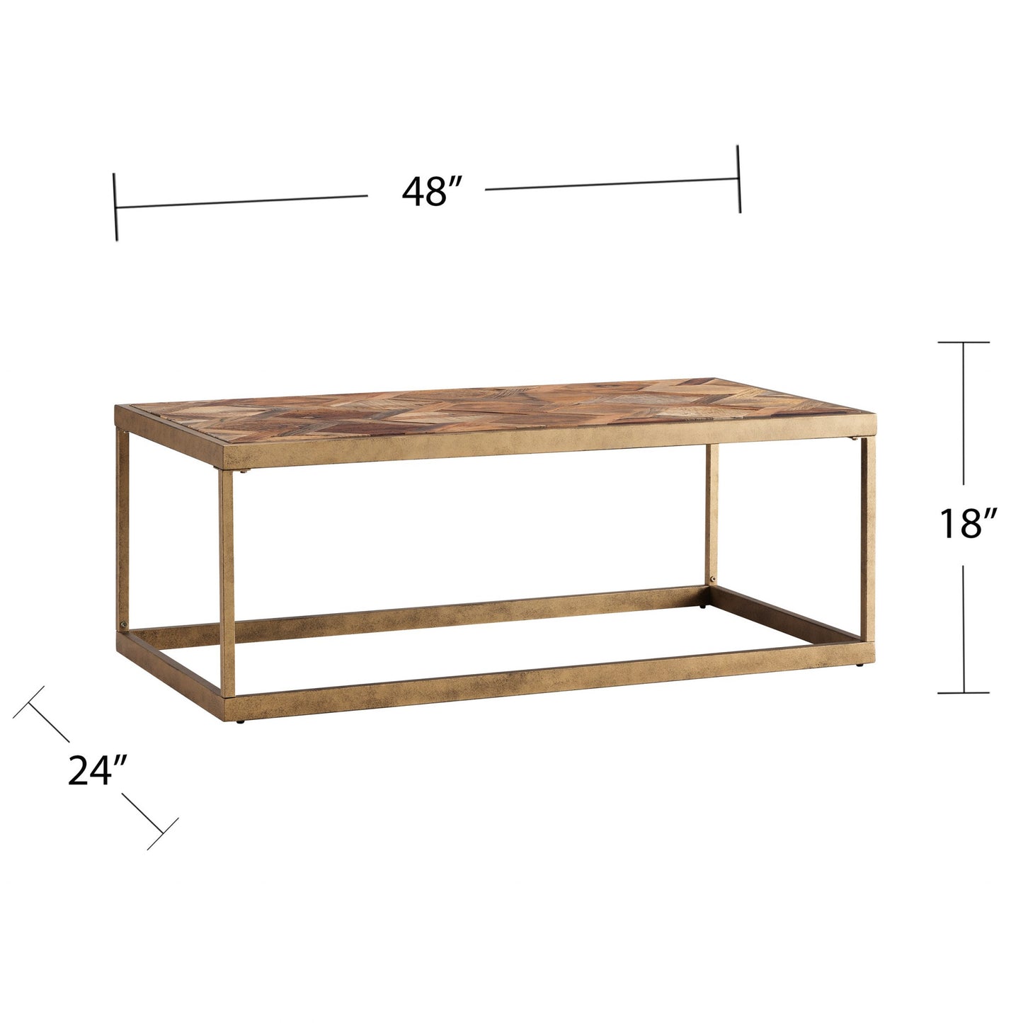 Natural & Natural Brown Solid Wood & Metal Coffee Table