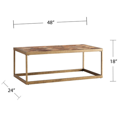 Natural & Natural Brown Solid Wood & Metal Coffee Table