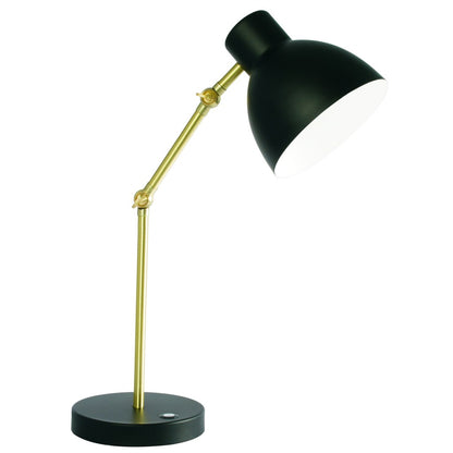 Matte Black & Gold Mod Adjustable Desk Lamp