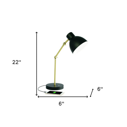 Matte Black & Gold Mod Adjustable Desk Lamp