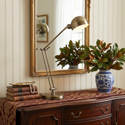 Shiny Satin Brass Adjustable Desk Lamp