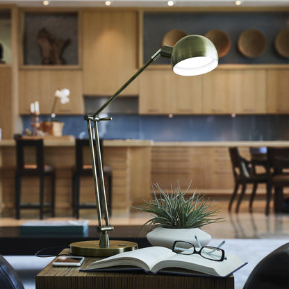 Shiny Satin Brass Adjustable Desk Lamp