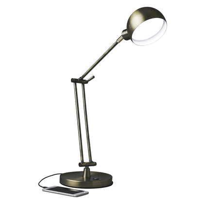 Shiny Satin Brass Adjustable Desk Lamp