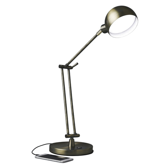 Shiny Satin Brass Adjustable Desk Lamp