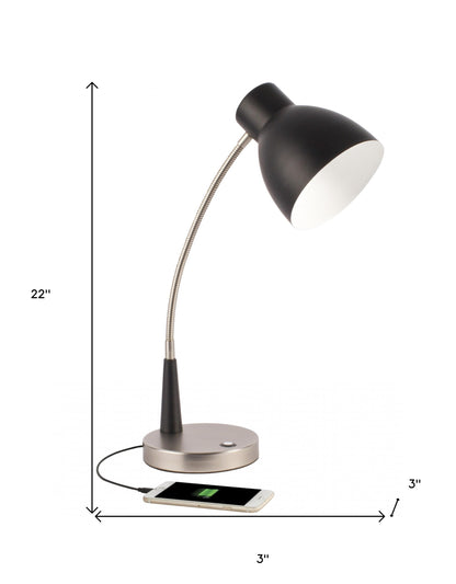 Black Matte & Silver Adjustable Desk Lamp