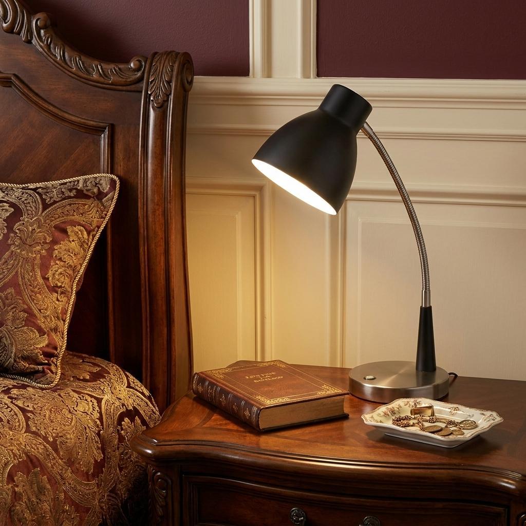Black Matte & Silver Adjustable Desk Lamp