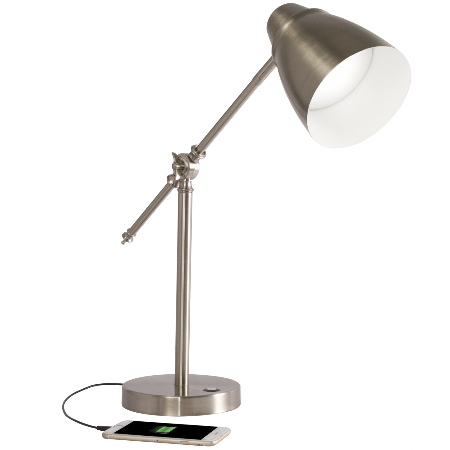 Brushed Silver Adjustable Desk Lamp