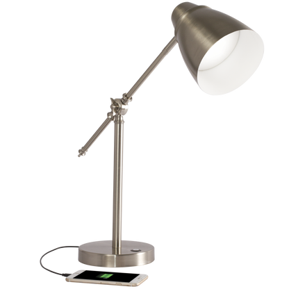 Brushed Silver Adjustable Desk Lamp