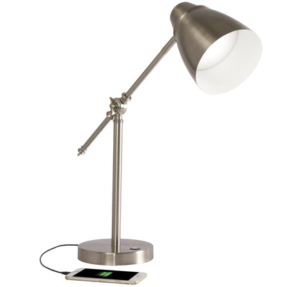 Brushed Silver Adjustable Desk Lamp