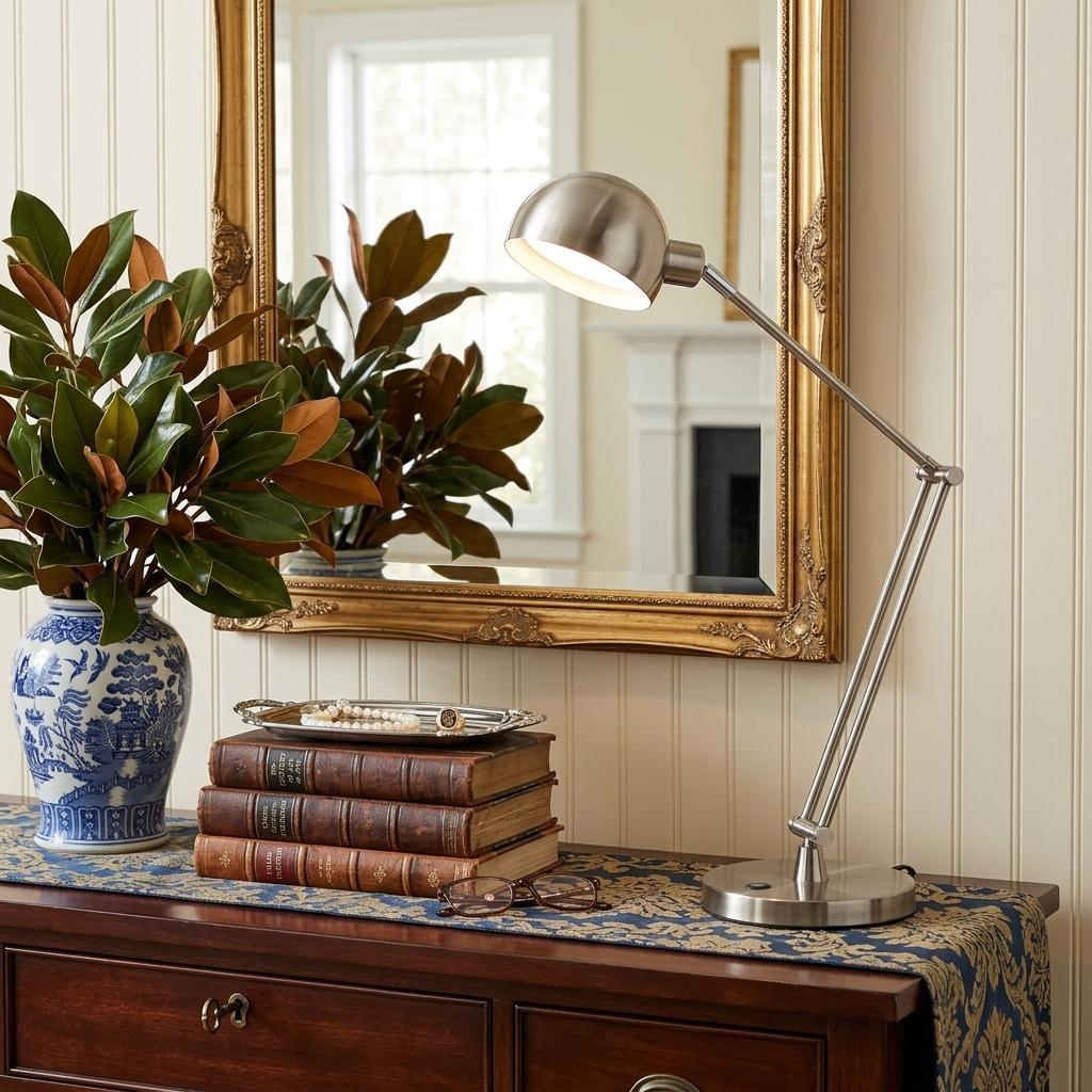 Brushed Nickel Adjustable Desk Lamp
