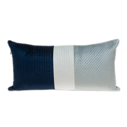 Navy Blue Striped Velvet Pillow