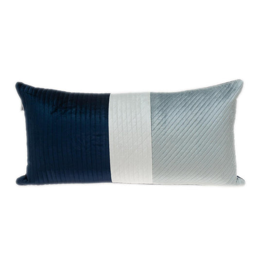 Navy Blue Striped Velvet Pillow