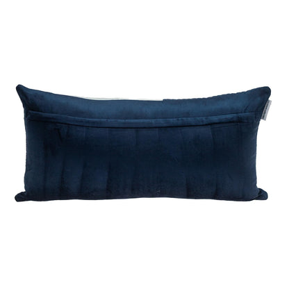 Navy Blue Striped Velvet Pillow