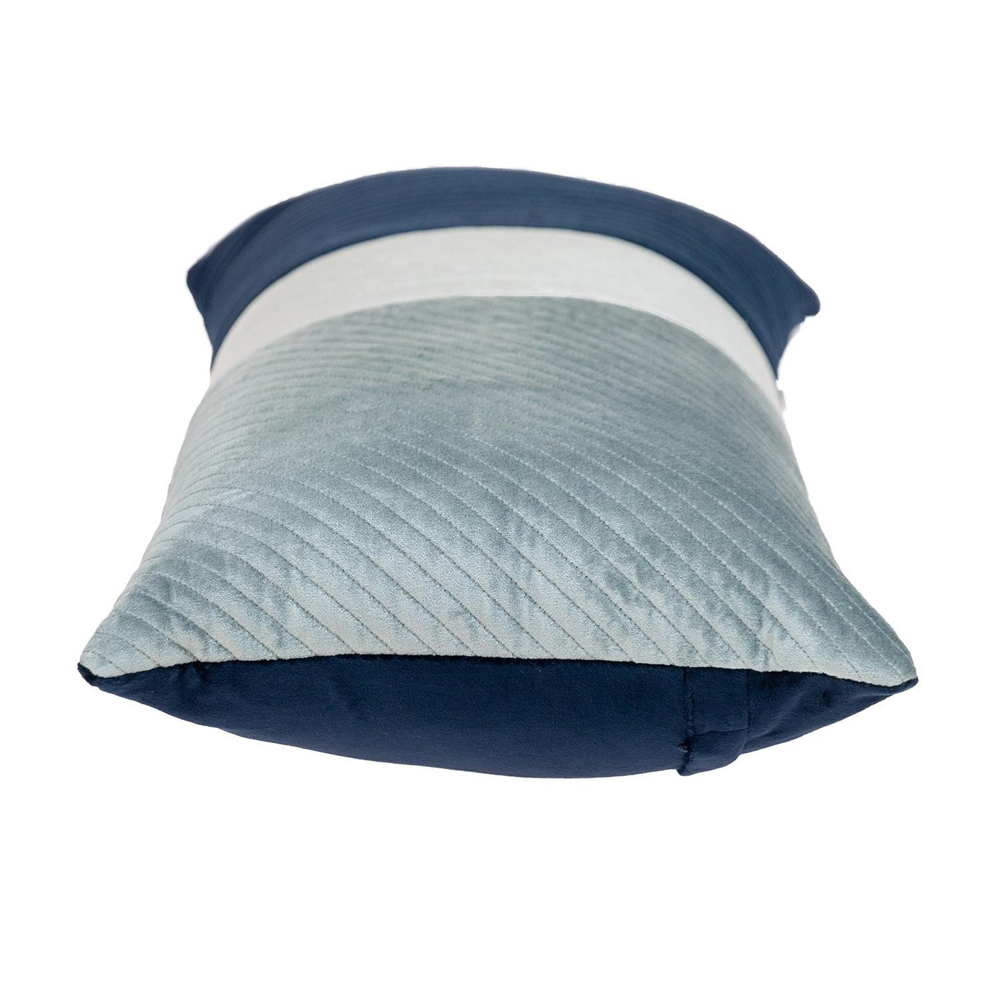Navy Blue Striped Velvet Pillow