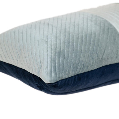 Navy Blue Striped Velvet Pillow