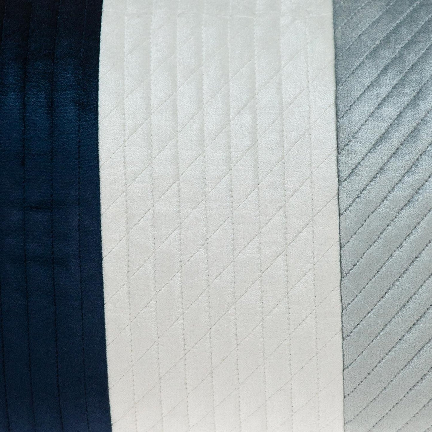 Navy Blue Striped Velvet Pillow