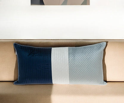 Navy Blue Striped Velvet Pillow