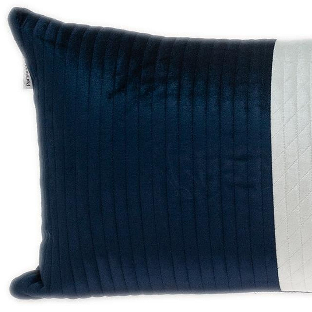 Navy Blue Striped Velvet Pillow