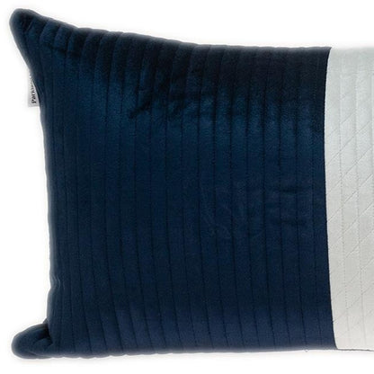Navy Blue Striped Velvet Pillow