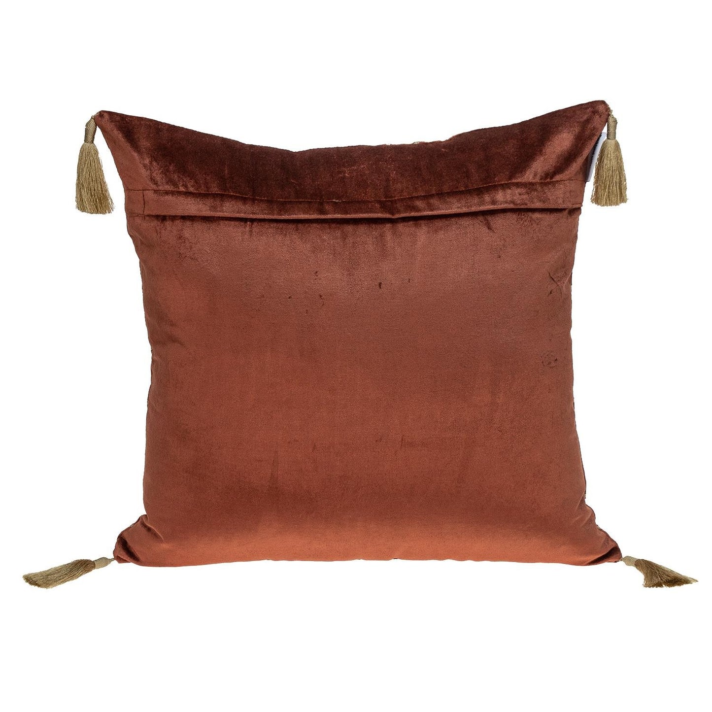 Burnt Orange & Gold Geo Velvet Pillow w/ Gold Tassels