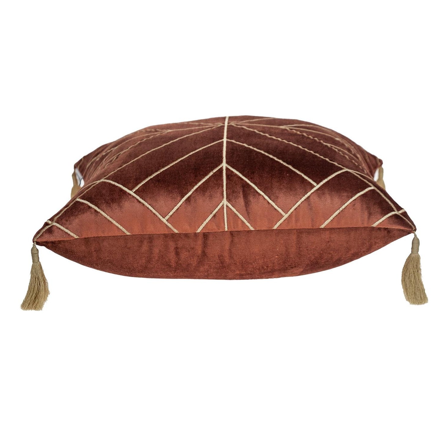Burnt Orange & Gold Geo Velvet Pillow w/ Gold Tassels