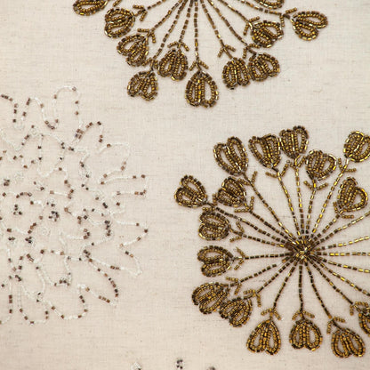 Natural & Golden Metallic Beaded Pillow